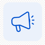 Blue megaphone icon representing Shopnomix performance media solutions